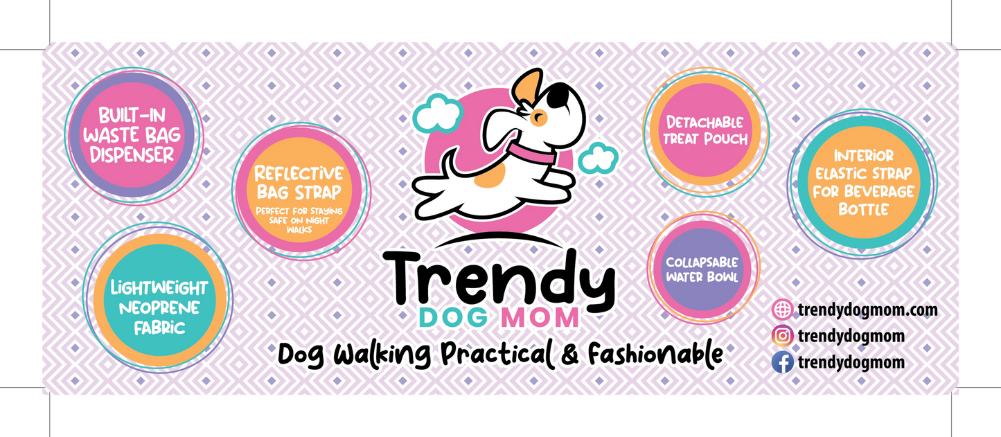 Trendy Dog Mom Walking Bag Set 10x8x3