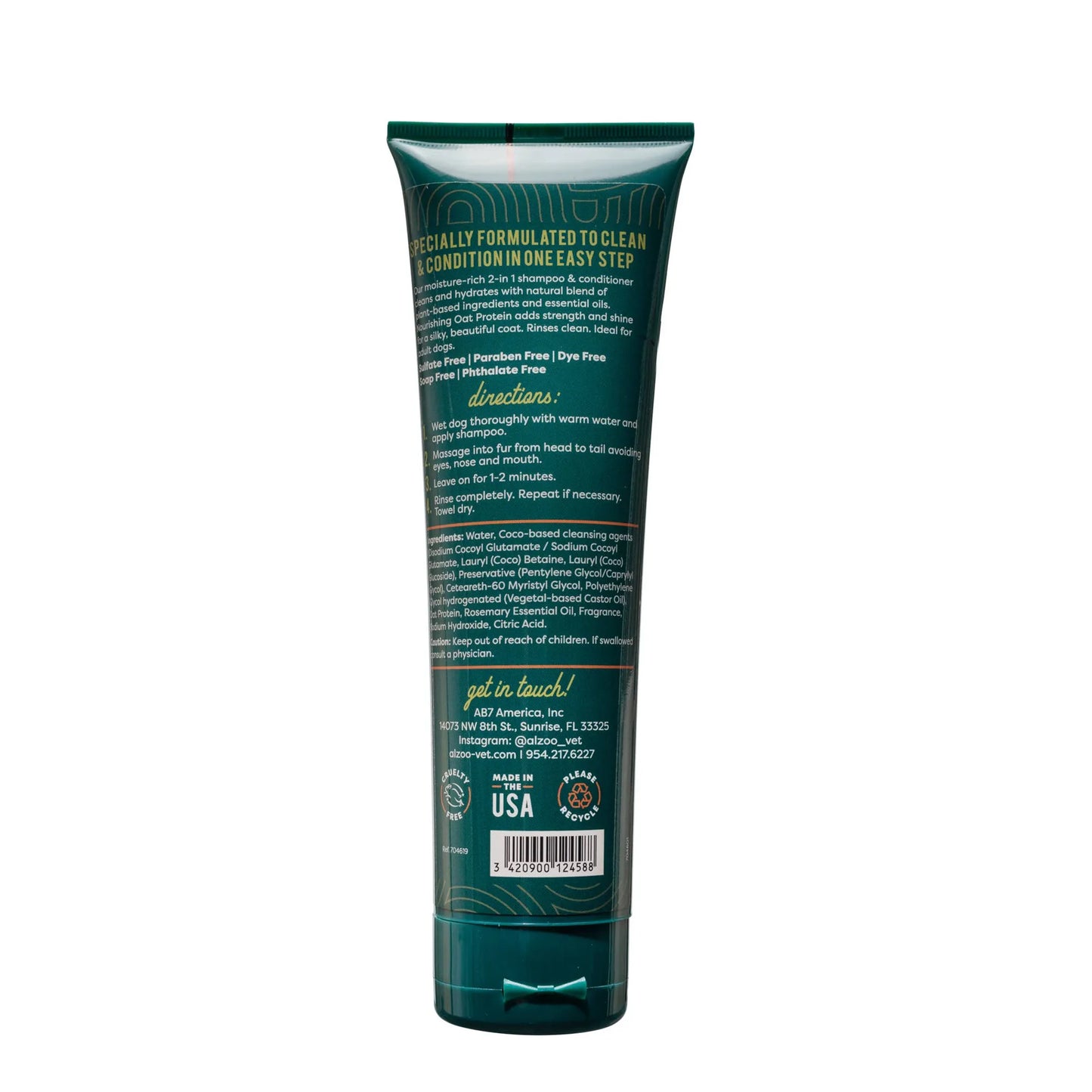 ALZOO Plant-Based 2-in-1 Shampoo with Conditioner for Dogs, 8oz - Your Pet Connection