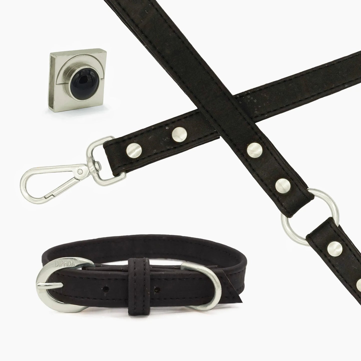 Midnight Black Cork Leather Leash - Your Pet Connection