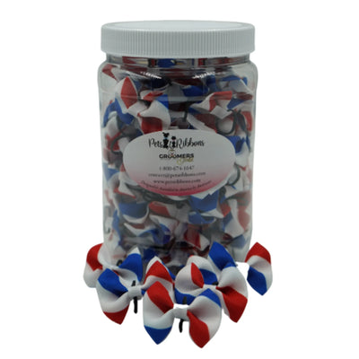 GG108a | 50-100 Groomer 1" Dog Cat Bows in a Jar - Barber USA|Pets Ribbons - Your Pet Connection