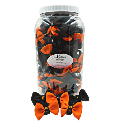 GG109PV | 50-100 2" Halloween Pumpkin Trim Velcro Dog | Cat Bows in a Jar|Pets Ribbons - Your Pet Connection