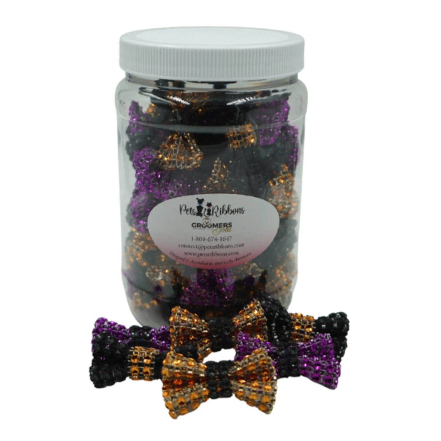 GG109X | 50-100 Dog Cat 1.5" Bling Halloween Bows in a Jar|Pets Ribbons - Your Pet Connection