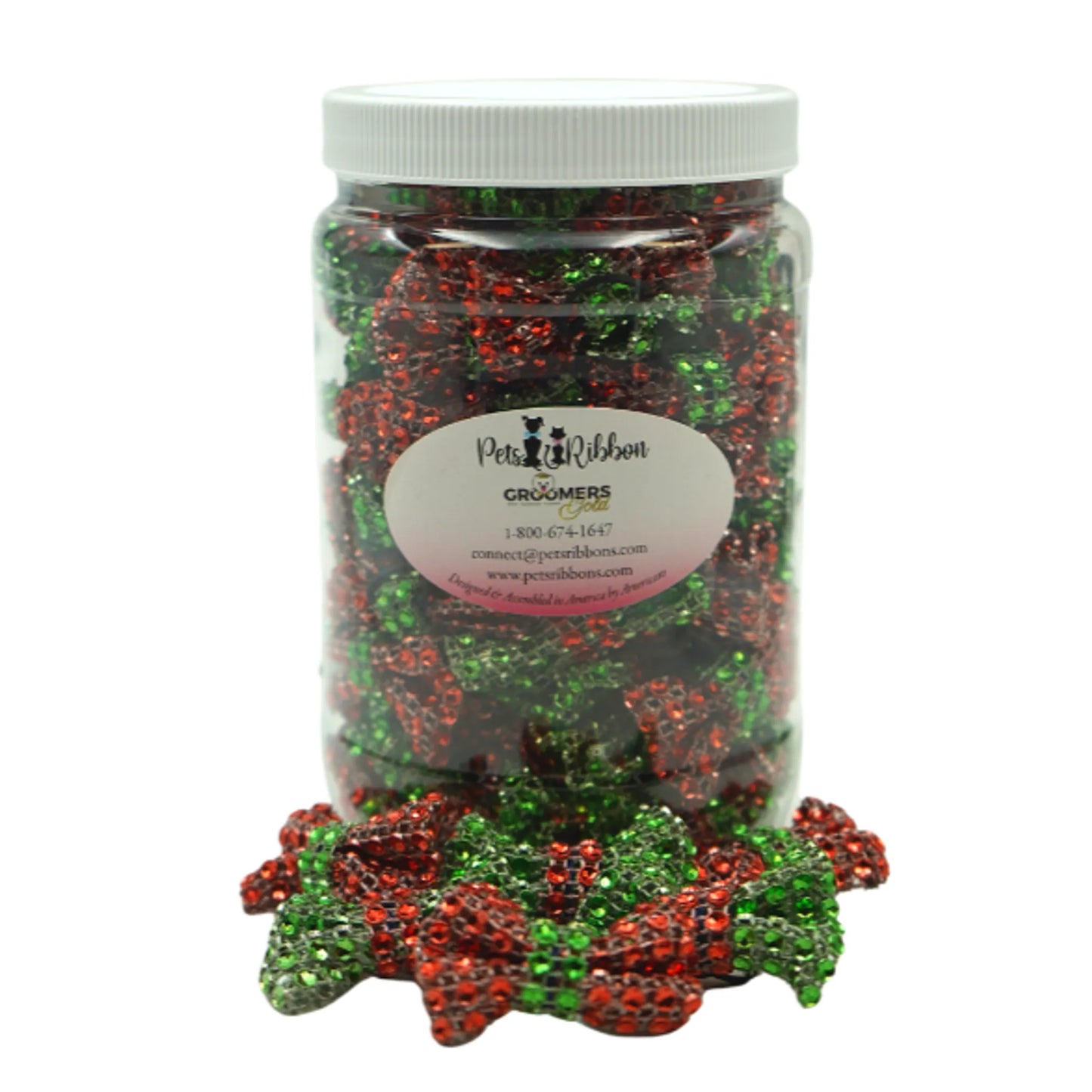 GG110X | 50-100 2" Christmas Dog Cat Pet Bows in a Jar|Pets Ribbons - Your Pet Connection