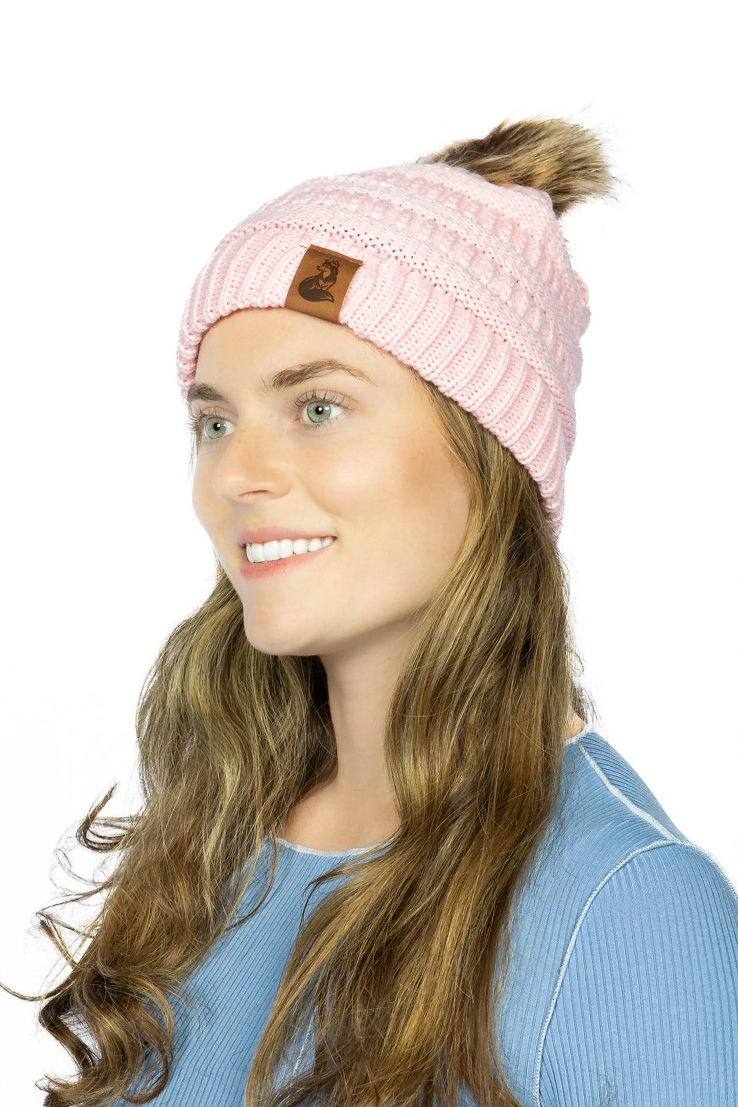 Dianthus Pink Ribbed Beanie with Pom - Your Pet Connection