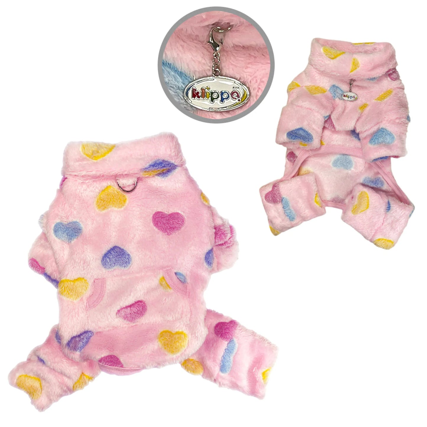 Ultra Plush Colorful Hearts Turtleneck Pajamas - Your Pet Connection