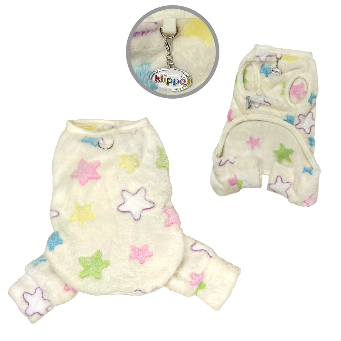 Ultra Plush Colorful Stars Front Sleeveless Pajamas - Your Pet Connection