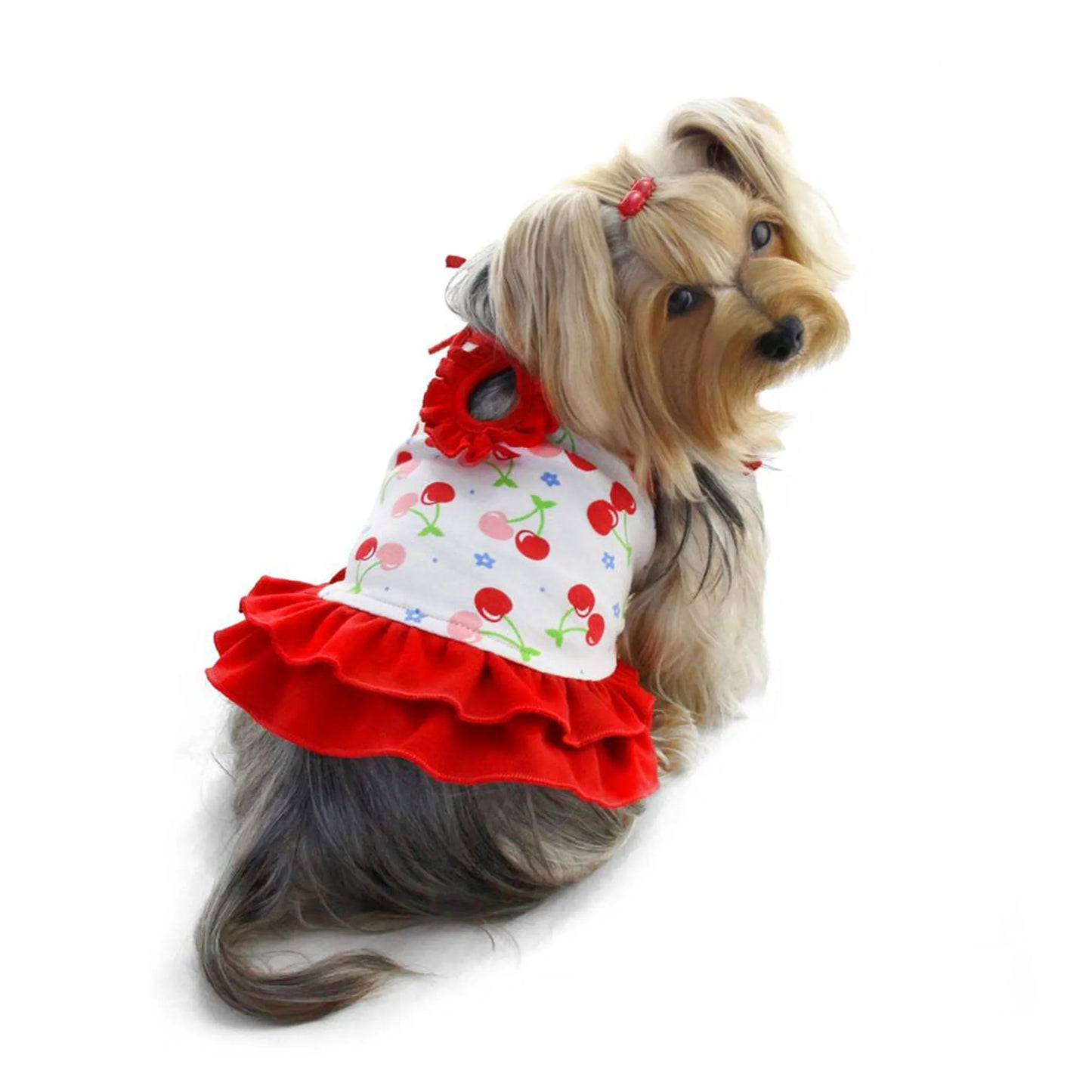 Soft Knit Cotton Cherries Dress w/Shoulder Ties - Your Pet Connection