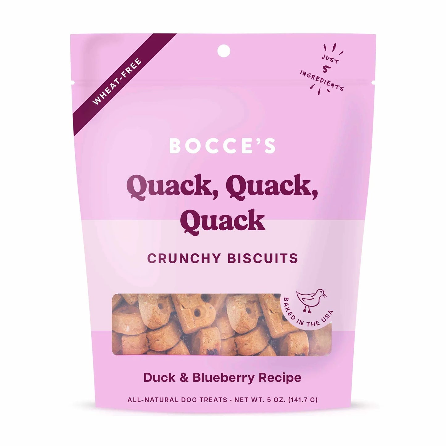 Bocce's Bakery Quack Quack Quack Biscuit Bags Dog Treats 5oz - Your Pet Connection