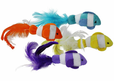 Multipet Clown Fish Cat Toy Assorted Colors 2pk 6" - Your Pet Connection