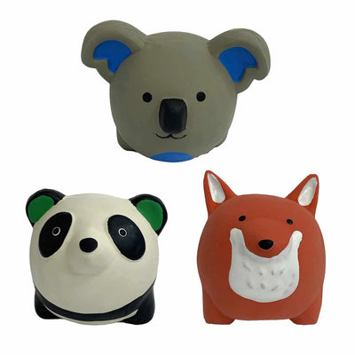Multipet Minipet Latex Round Animals Dog Chew Toy Assorted Animals 2.5" - Your Pet Connection