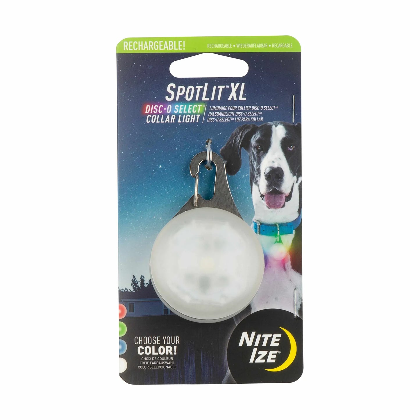 Nite Ize SpotLit XL Rechargeable Collar Light - Disc-O Select - Your Pet Connection