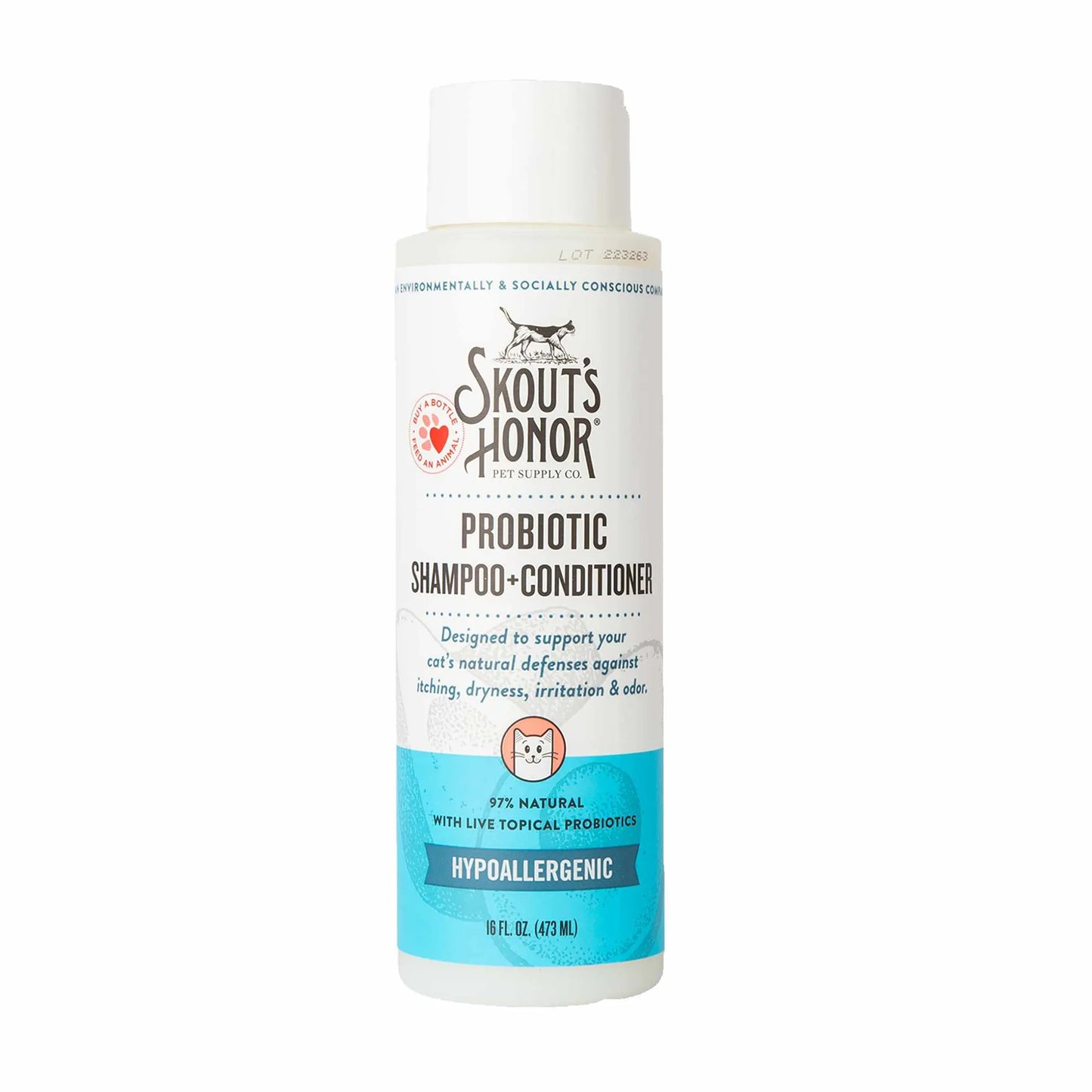 Skout's Honor Cat Probiotic Shampoo + Conditioner Fragrance-Free 16oz - Your Pet Connection