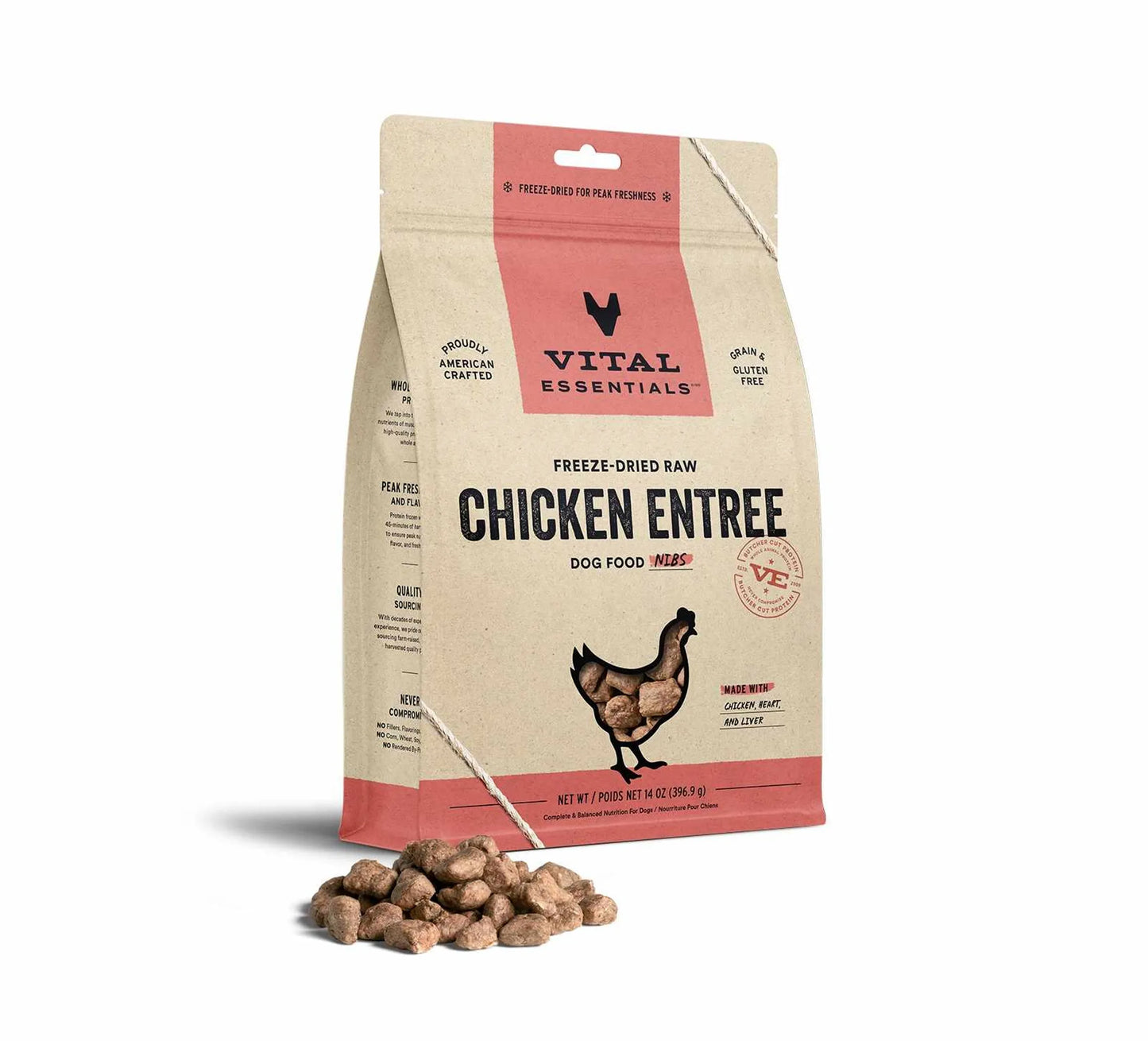 Vital Essentials(R) Freeze-Dried Raw Chicken Entree Dog Food Nibs, 14 oz - Your Pet Connection