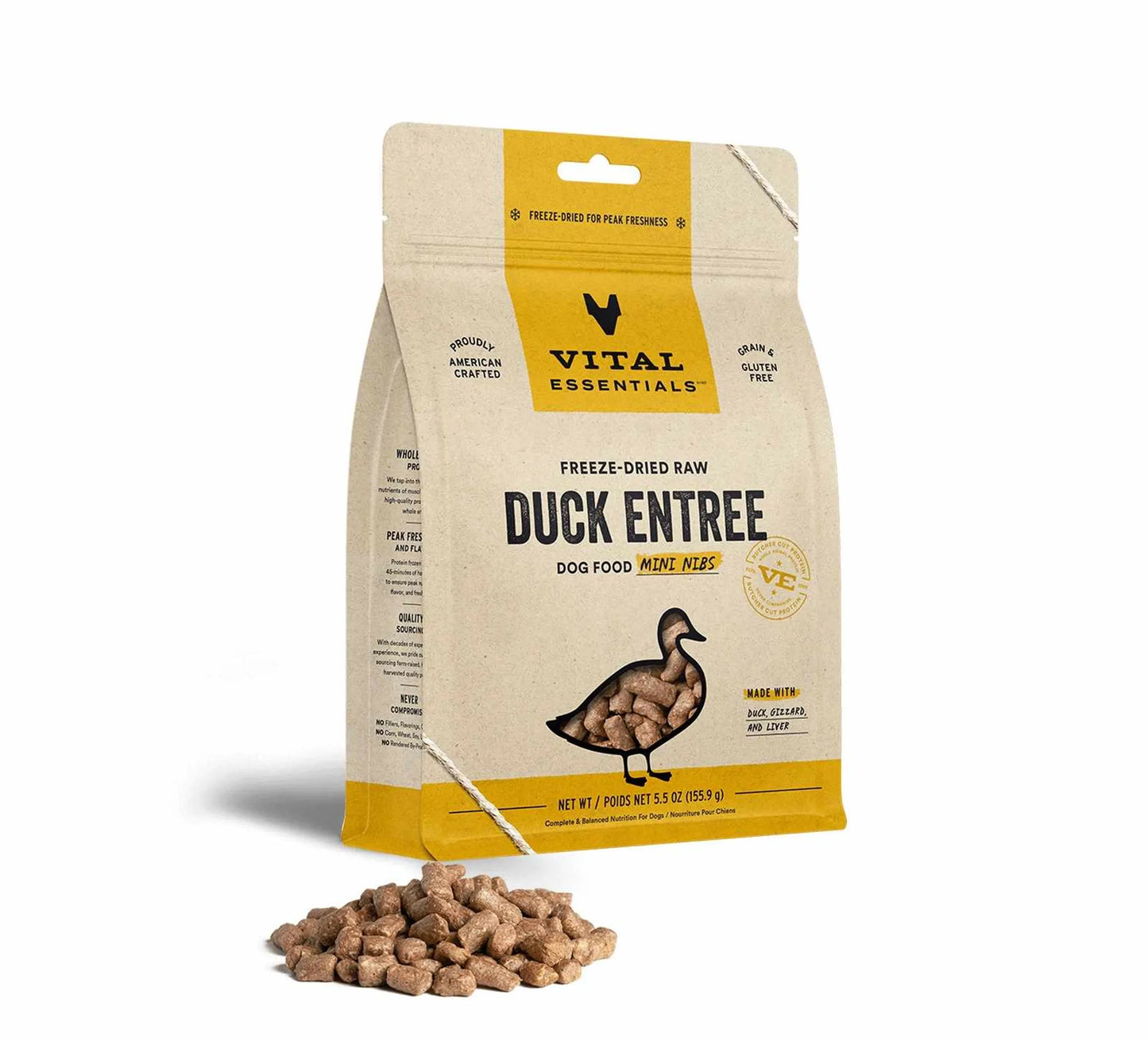 Vital Essentials(R) Freeze-Dried Raw Duck Entree Dog Food Mini Nibs, - Your Pet Connection
