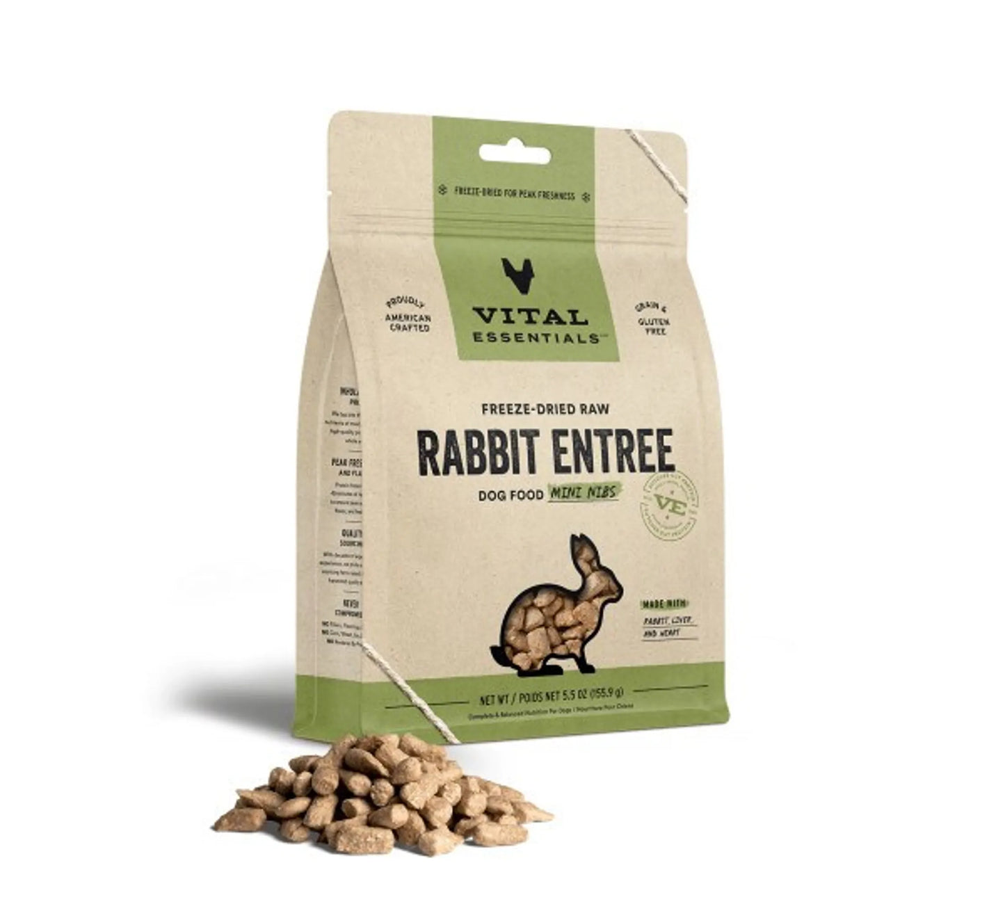 Vital Essentials(R) Freeze-Dried Raw Rabbit Entree Dog Food Mini Nibs, - Your Pet Connection