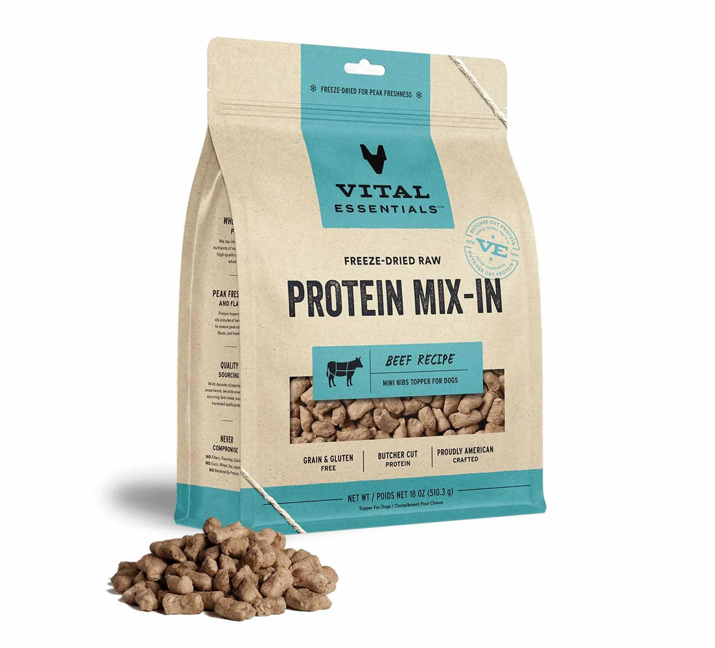 Vital Essentials(R) Freeze-Dried Raw Beef Protein Mix-In Meal Topper for Dogs, - Your Pet Connection