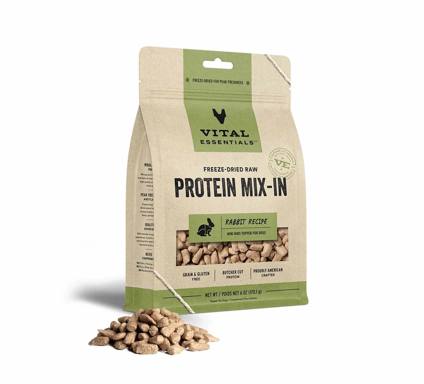 Vital Essentials(R) Freeze-Dried Raw Rabbit Protein Mix-In Meal Topper for Dogs, - Your Pet Connection