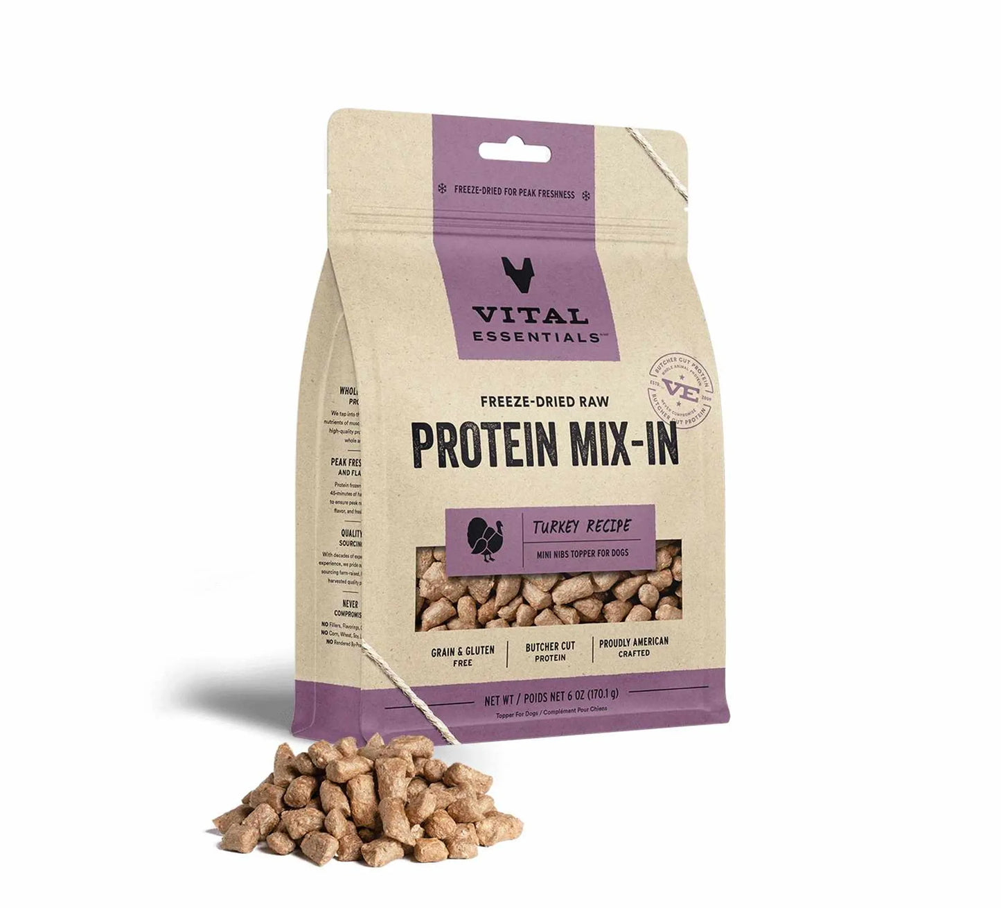 Vital Essentials(R) Freeze-Dried Raw Turkey Protein Mix-In Meal Topper for Dogs, - Your Pet Connection