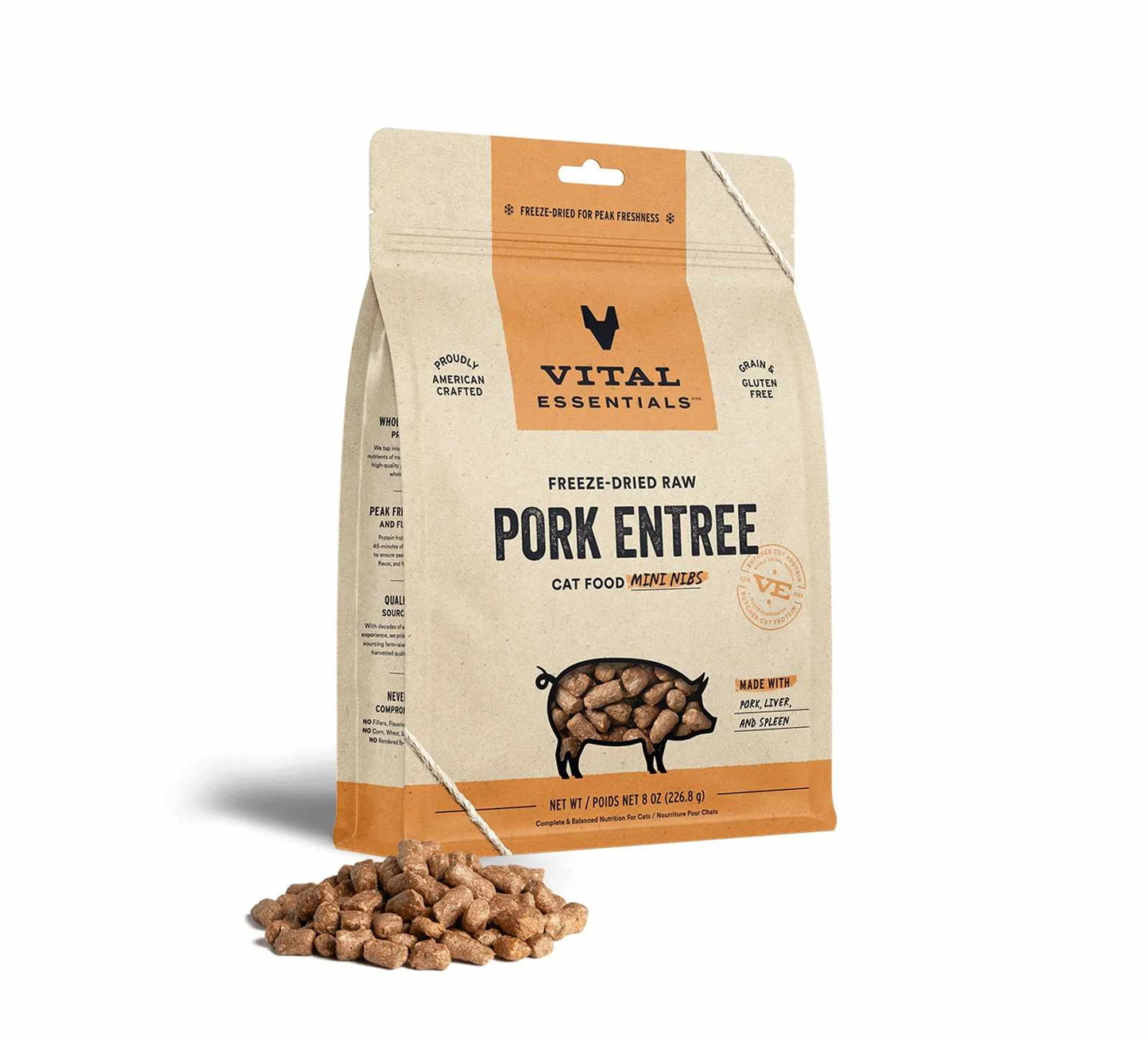 Vital Essentials(R) Freeze-Dried Raw Pork Entree Cat Food Mini Nibs - Your Pet Connection