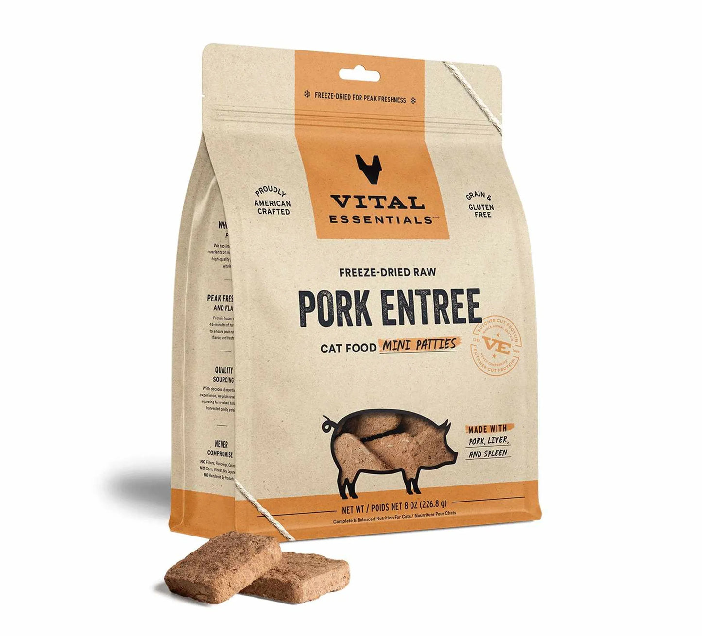 Vital Essentials(R) Freeze-Dried Raw Pork Entree Cat Food Mini Patties - Your Pet Connection