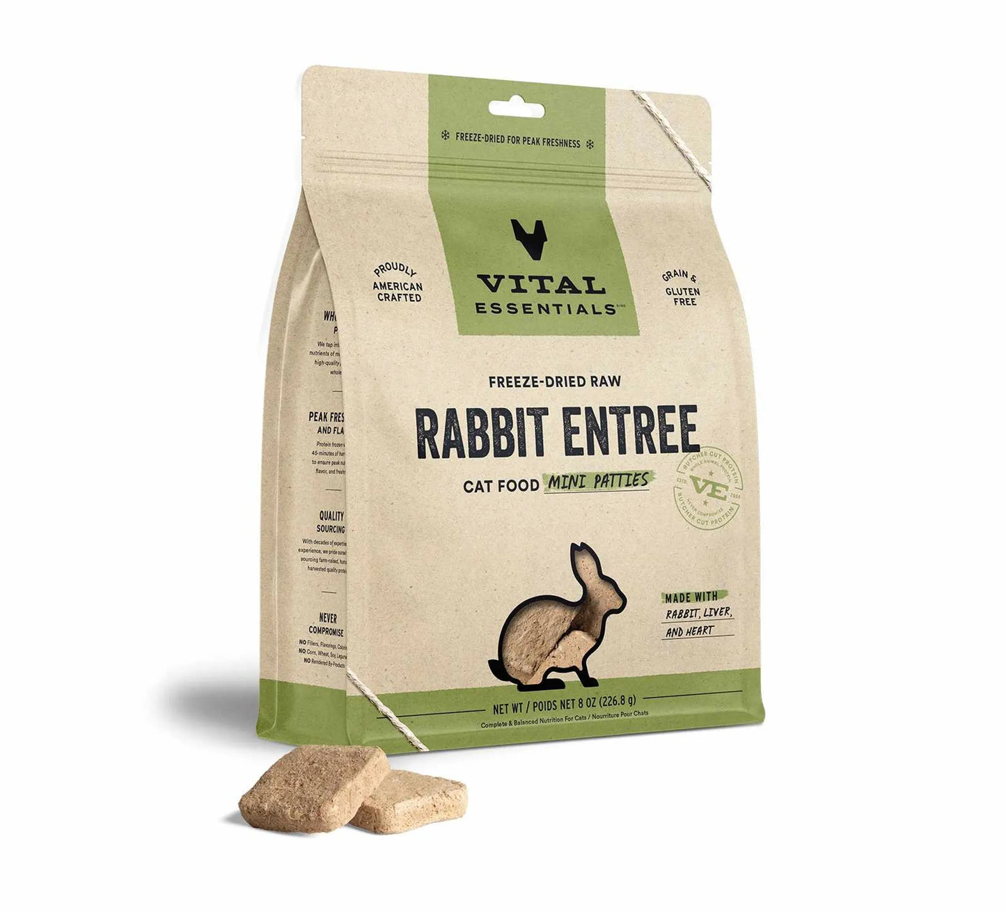 Vital Essentials(R) Freeze-Dried Raw Rabbit Entree Cat Food Mini Patties - Your Pet Connection