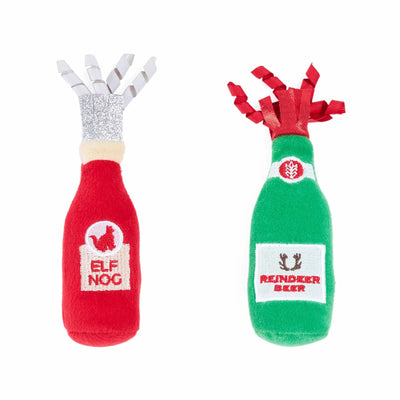 ZippyClaws Holiday Catnip Crusherz Reindeer Beer & Elf Nog Cat Toy 2pk - Your Pet Connection