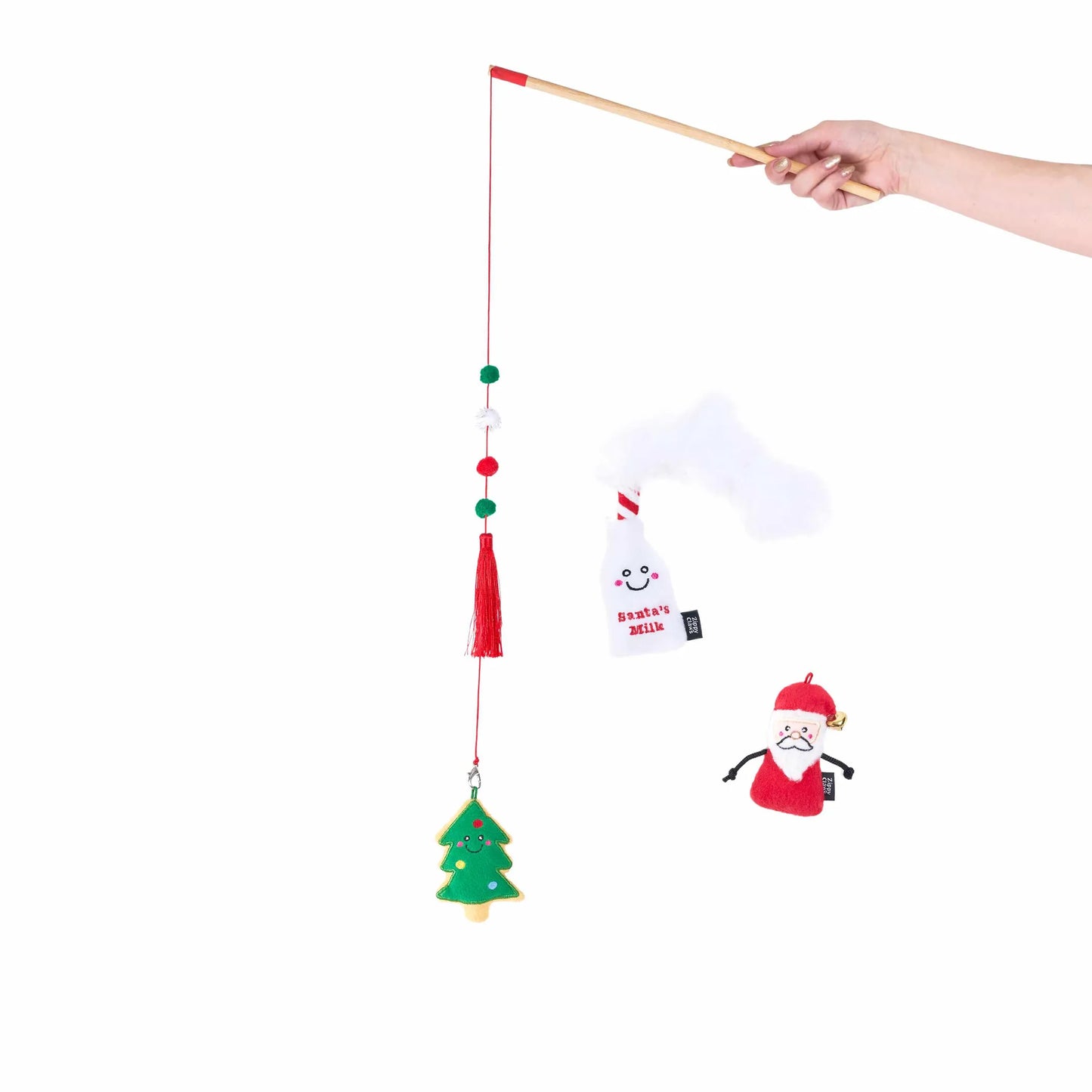 ZippyClaws Holiday ZippyStick Santa with Cookies & Milk Cat Toy - Your Pet Connection
