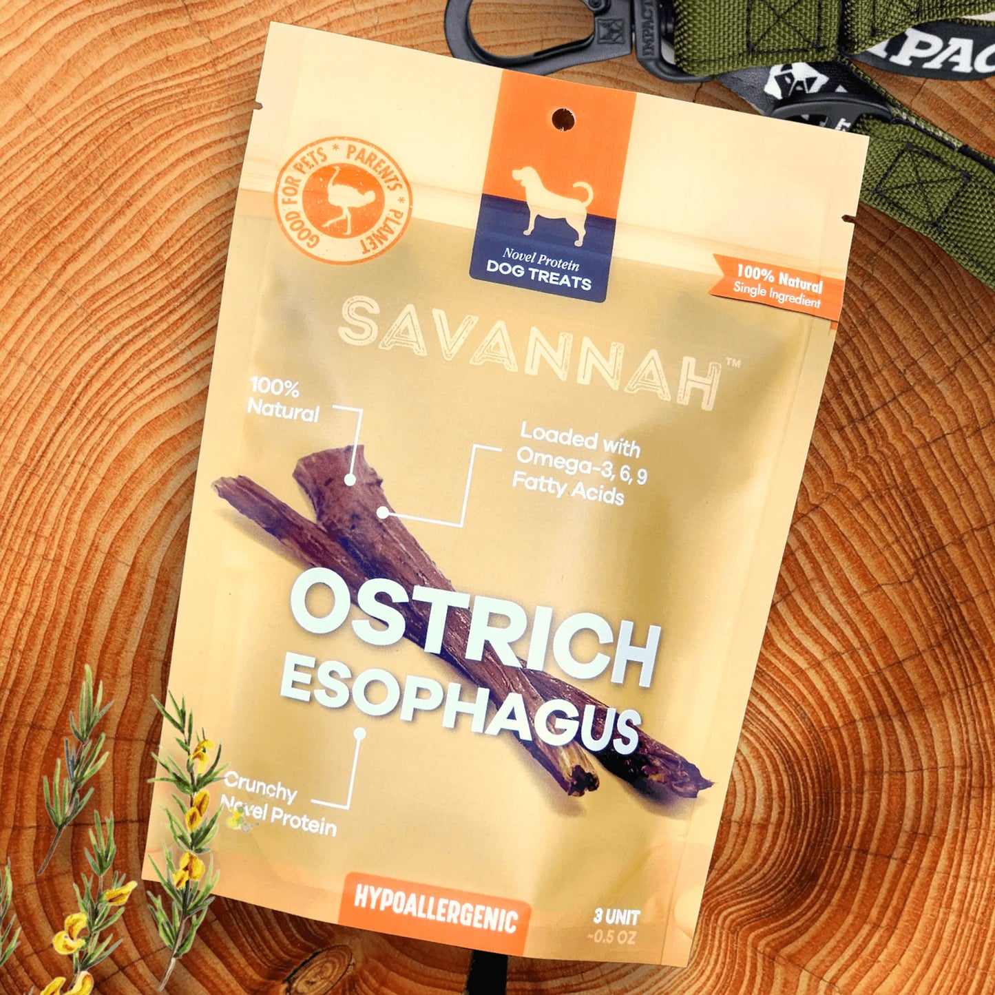 Savannah Pet Food Crunchy Ostrich Esophagus Dog Treats