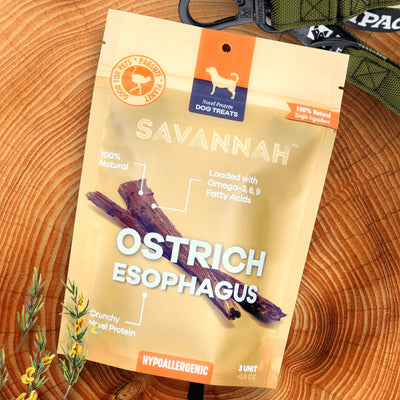Savannah Pet Food Crunchy Ostrich Esophagus Dog Treats