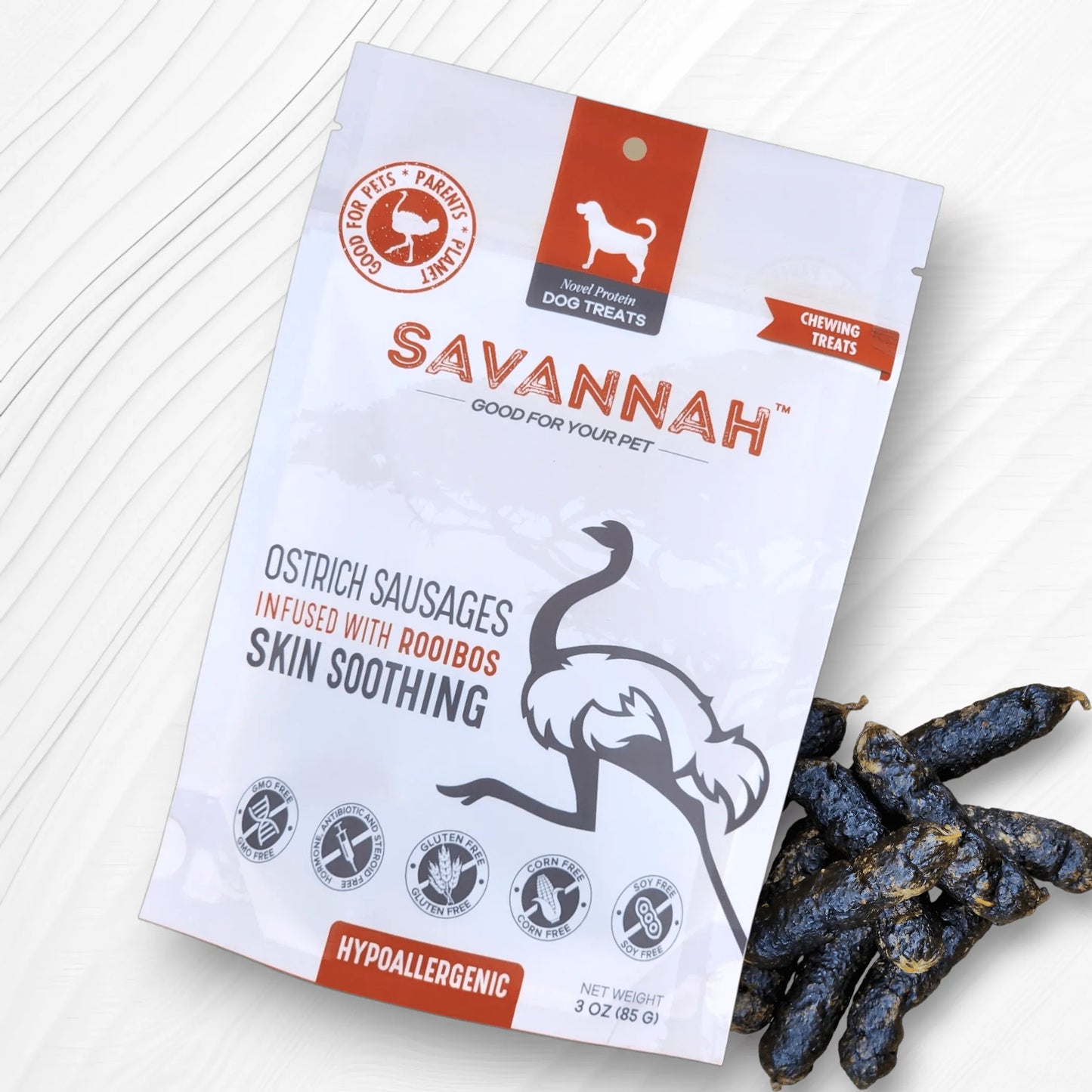 Savannah Pet Food Ostrich Sausages with Rooibos 200g