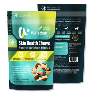 Skin Health Chews for Dogs Omega-3 & Antioxidant Support (30 Soft Chews)