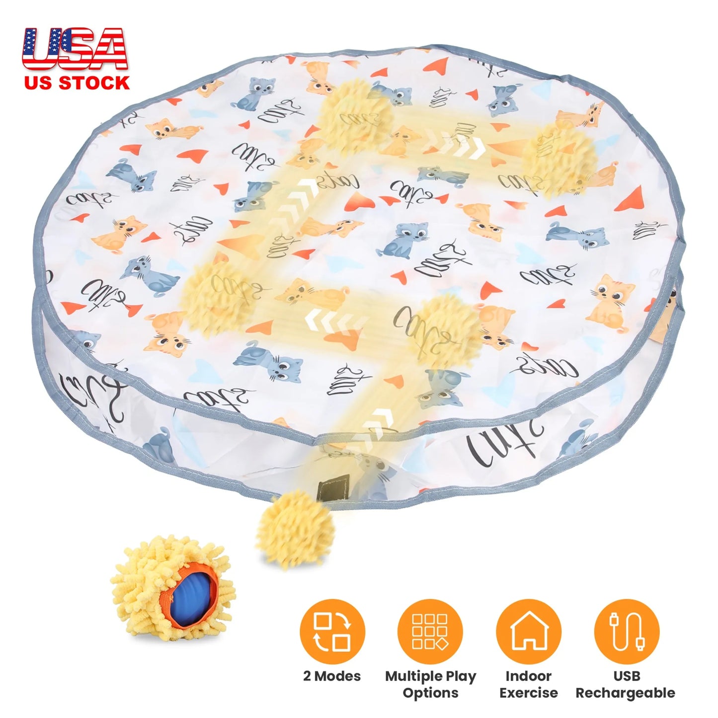 Cat Toys Ball Fast Rolling in Pouch Rechargeable