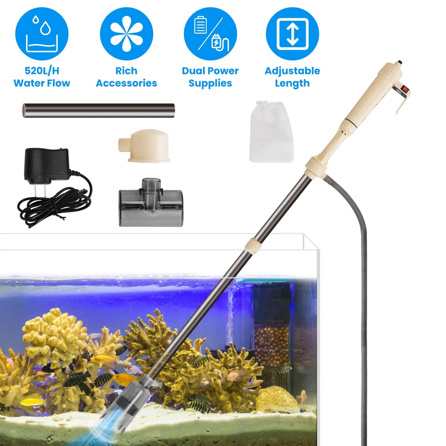 Multifunctional Electric Aquarium Gravel Cleaner Kit