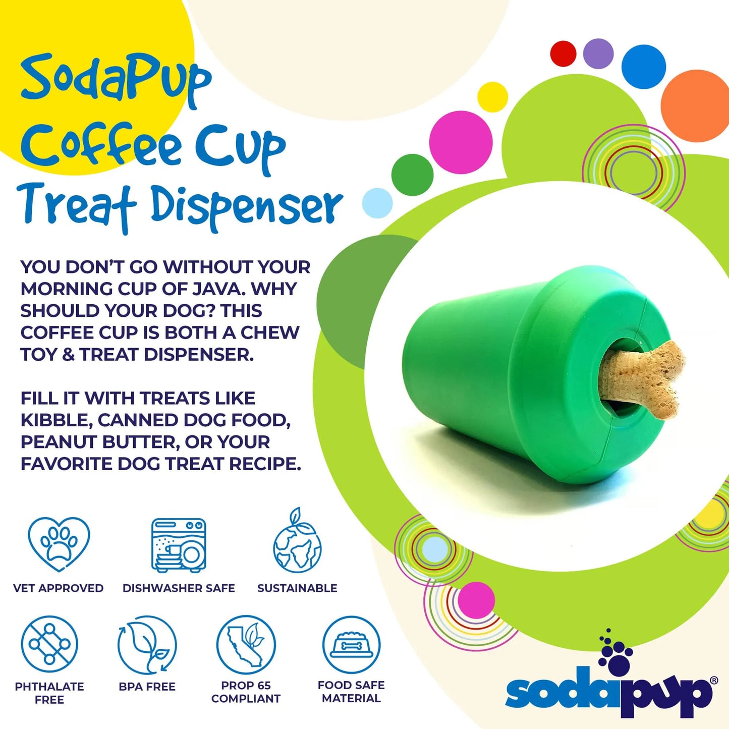 Coffee Cup Durable Rubber Chew Toy and Treat Dispenser - Your Pet Connection
