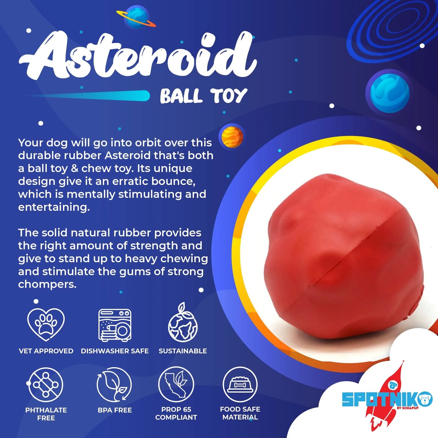 SN Asteroid Ultra Durable Rubber Chew Toy - Your Pet Connection