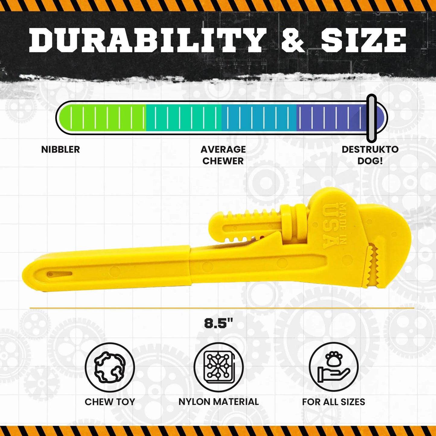 ID Pipe Wrench Ultra Durable Nylon Dog Chew Toy for Aggressive Chewers - Your Pet Connection