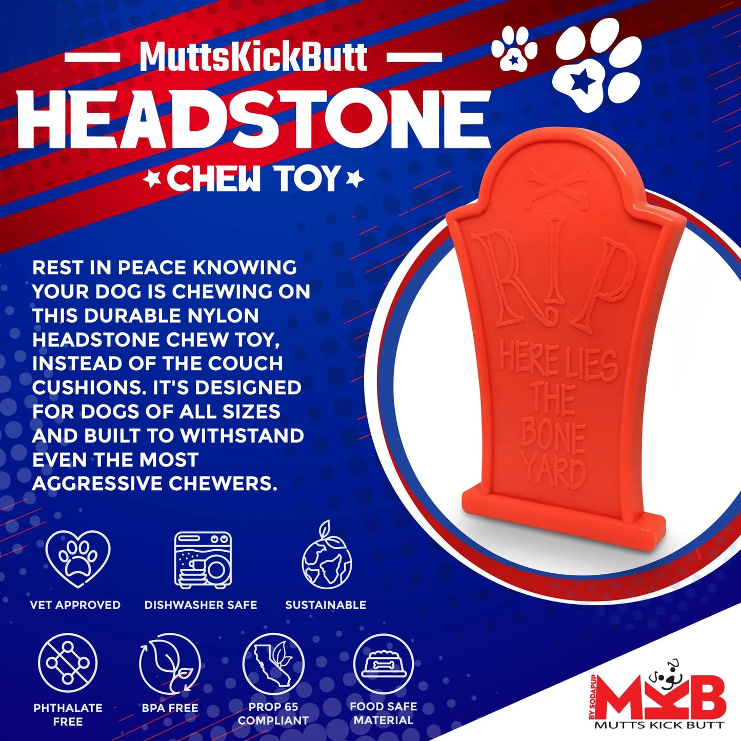 MKB Headstone Ultra Durable Nylon Dog Chew Toy for Aggressive Chewers - Your Pet Connection