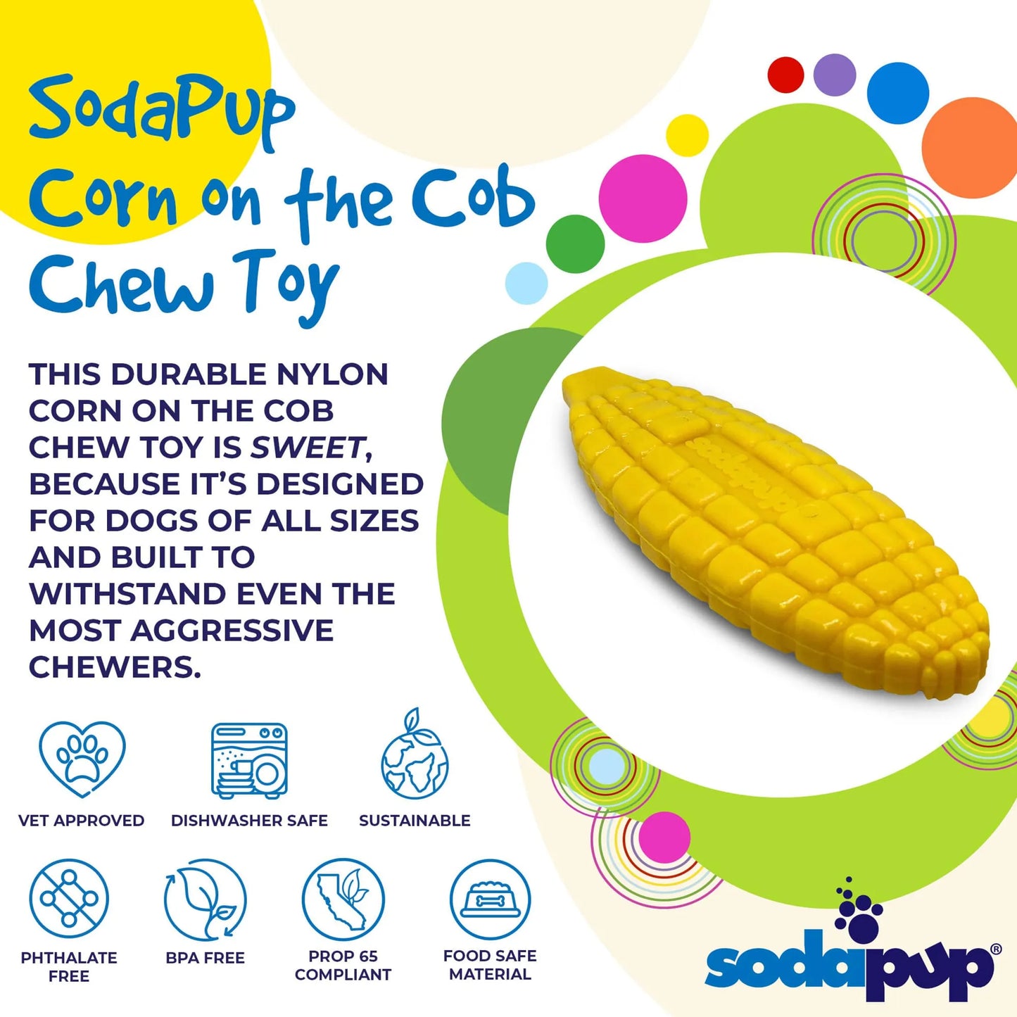 SP Corn on the Cob Ultra Durable Nylon Dog Chew Toy for Aggressive Chewers - Your Pet Connection