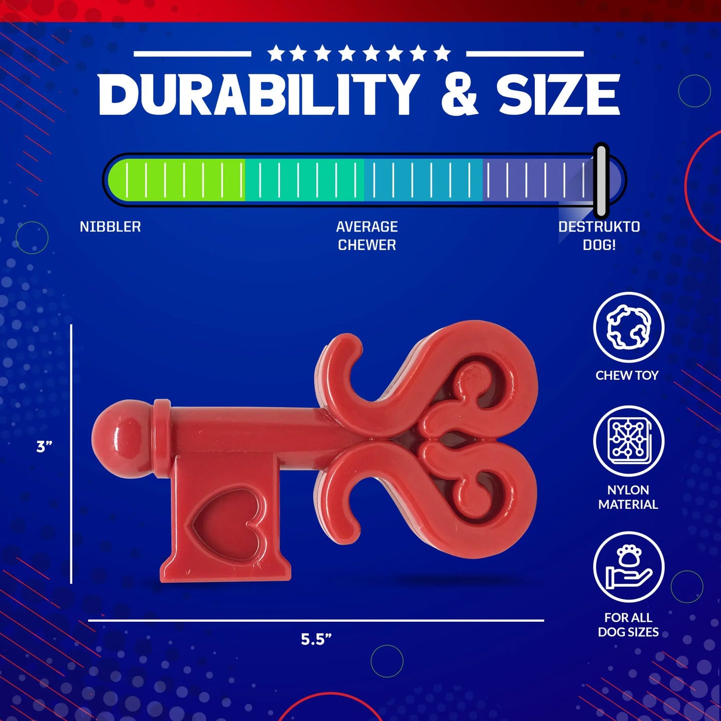 MKB Key to My Heart Ultra Durable Nylon Dog Chew Toy for Aggressive Chewers - Your Pet Connection