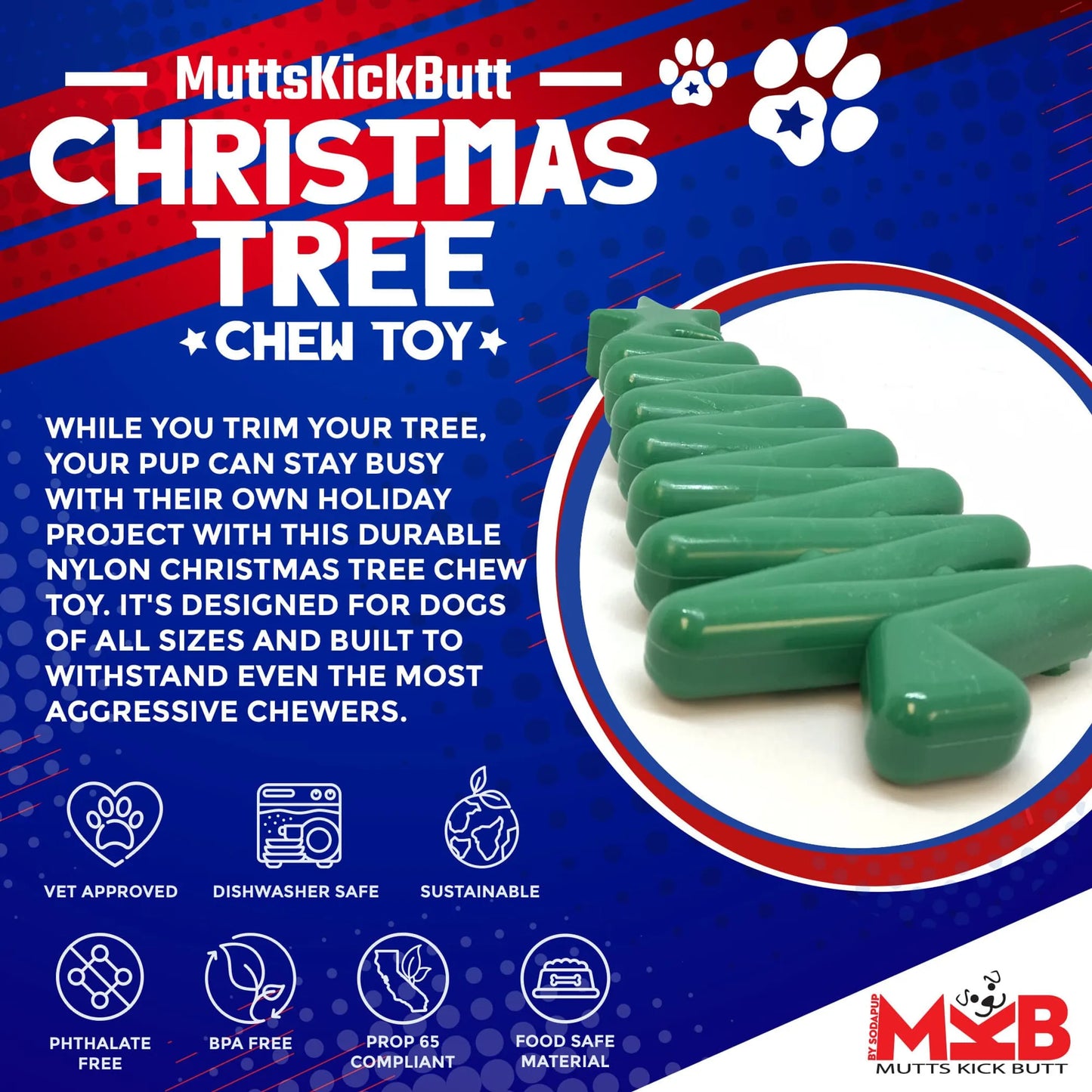 MKB Christmas Tree Ultra Durable Nylon Dog Chew Toy for Aggressive Chewers - Your Pet Connection