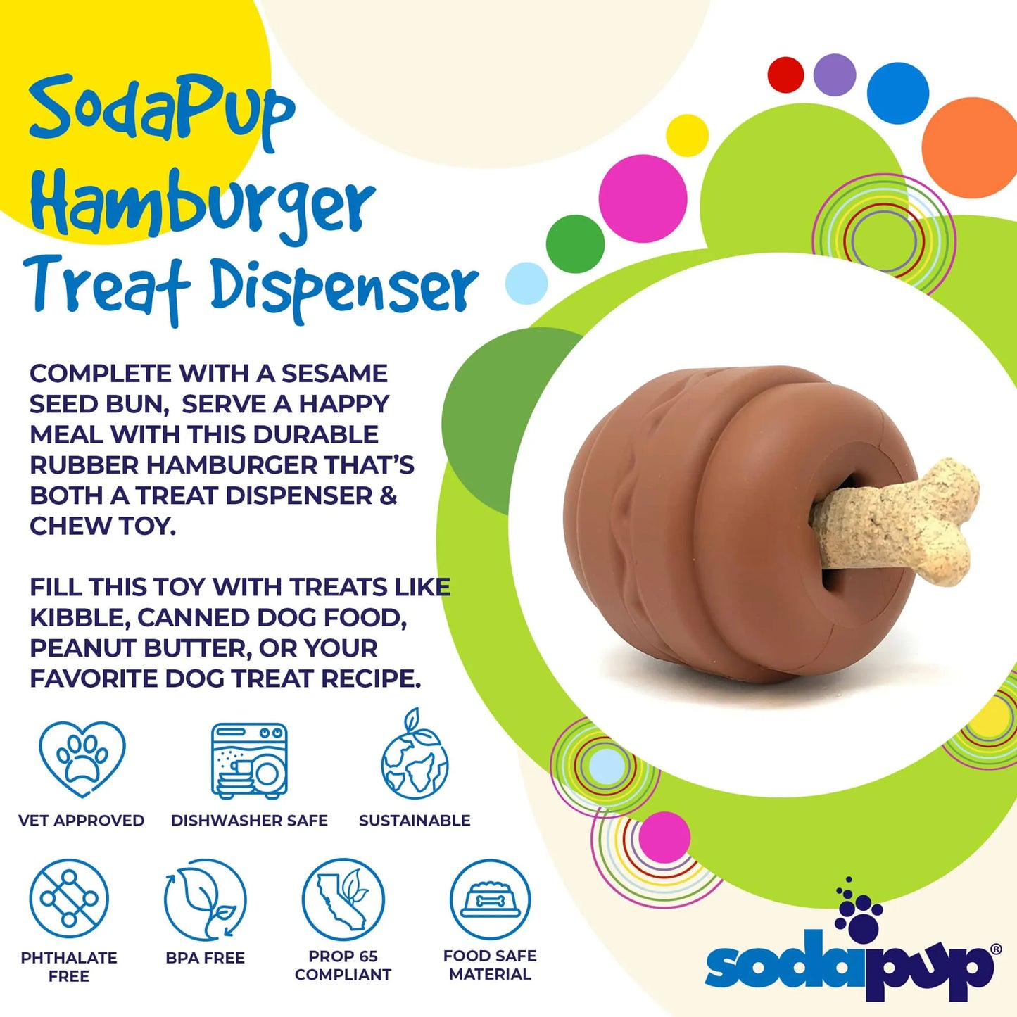 SP Hamburger Durable Rubber Chew Toy & Treat Dispenser - Your Pet Connection