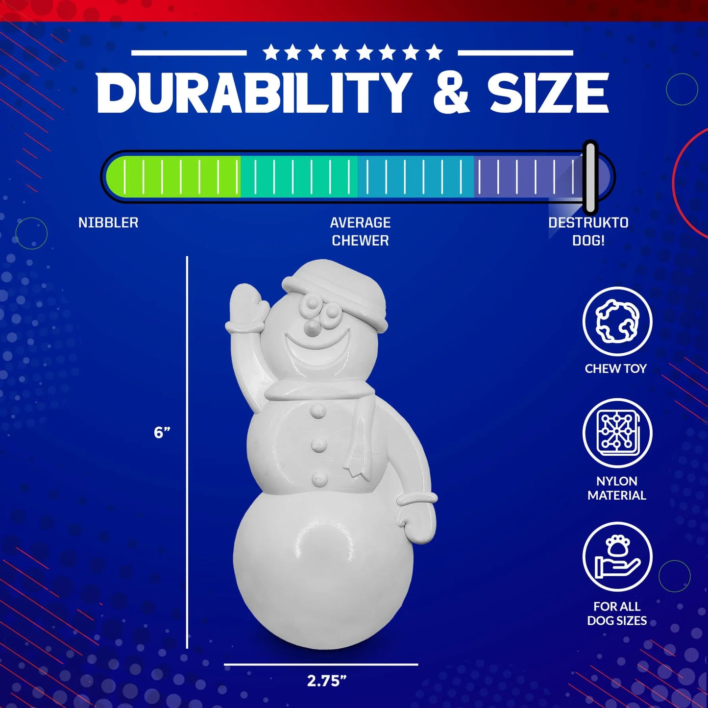 MKB Snowman Ultra Durable Nylon Dog Chew Toy for Aggressive Chewers - Your Pet Connection