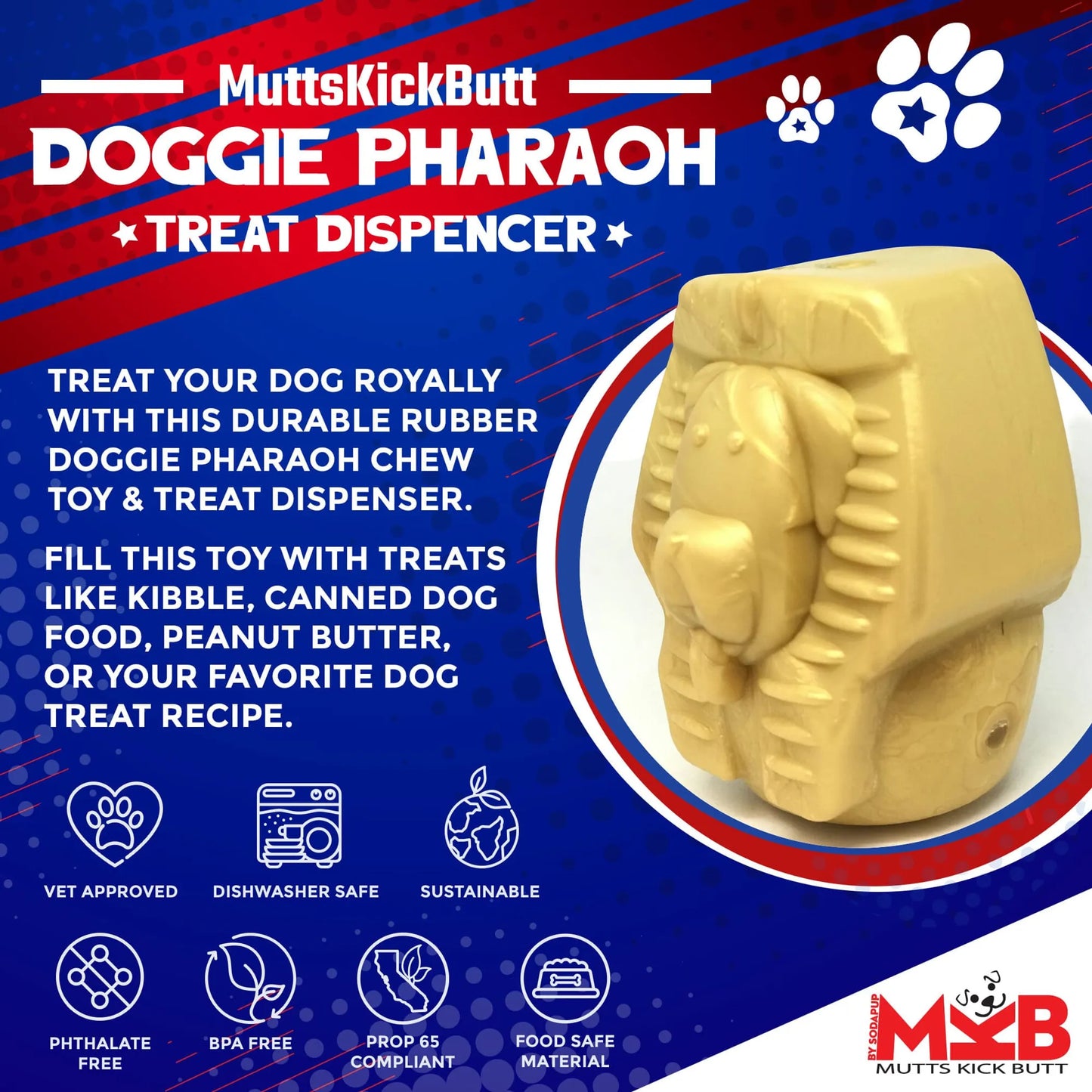 MKB Doggie Pharaoh Durable Chew Toy & Treat Dispenser - Your Pet Connection