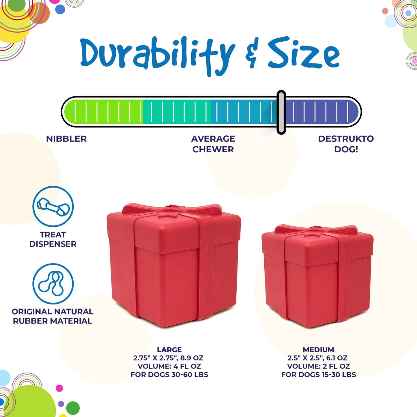 SP Gift Box Durable Rubber Chew Toy & Treat Dispenser - Your Pet Connection