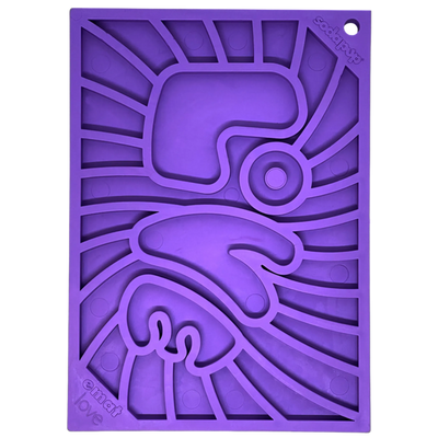 Groovy Love eMat - Small Enrichment Lick Mat| Retro Peace & Love Design