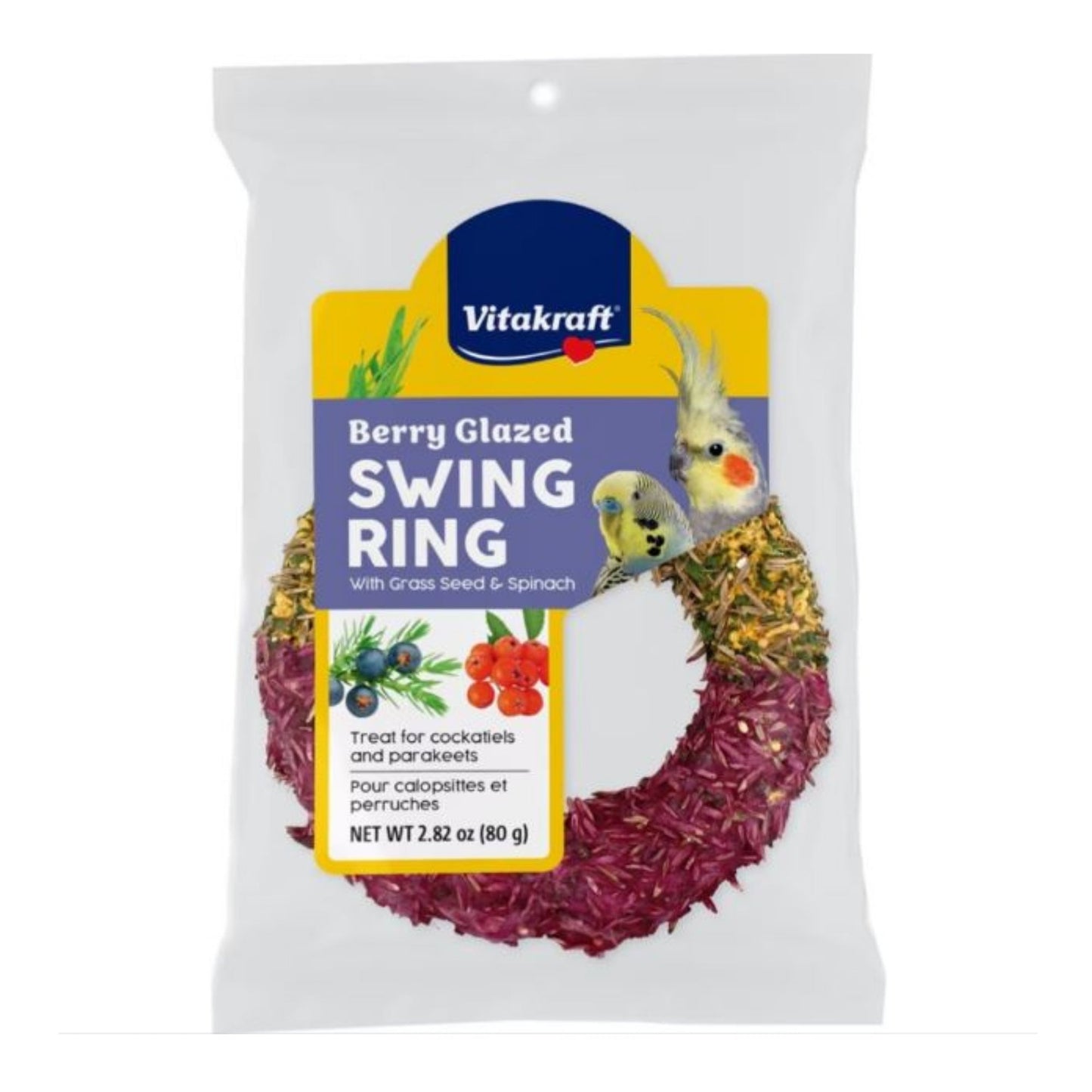 Vitakraft Swing Ring Glazed Treat For Birds Wildberry 2.82oz.