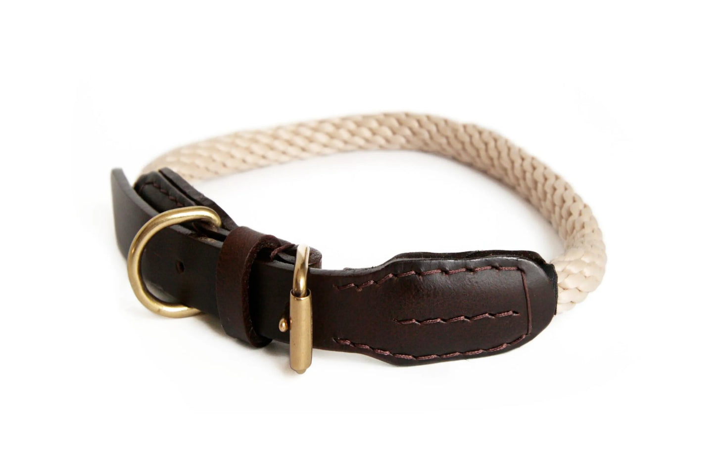 Rope and Leather Collar with Buckle (18 in) - Your Pet Connection