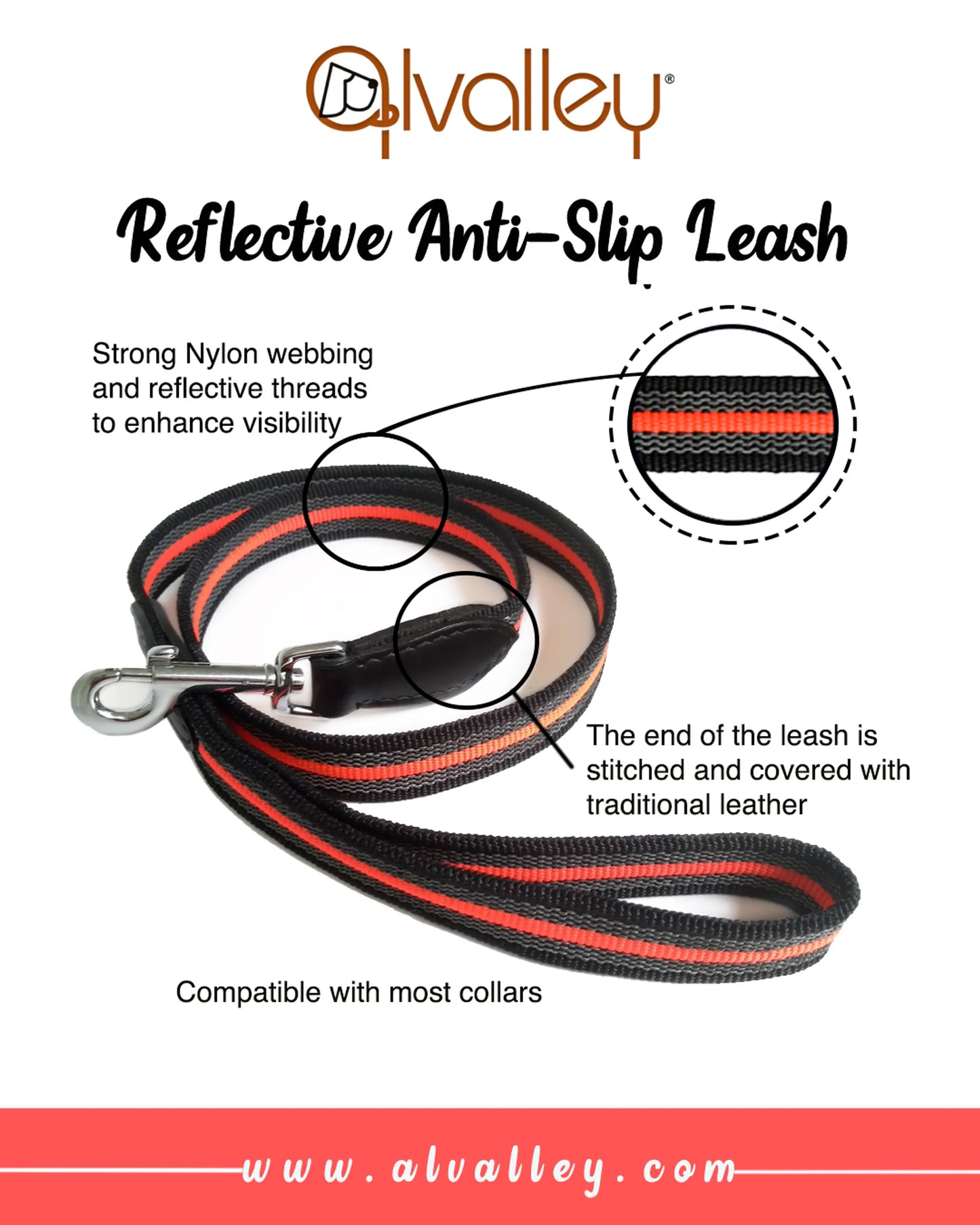 Alvalley LLC Elegant Reflective Dog Leash 4 ft