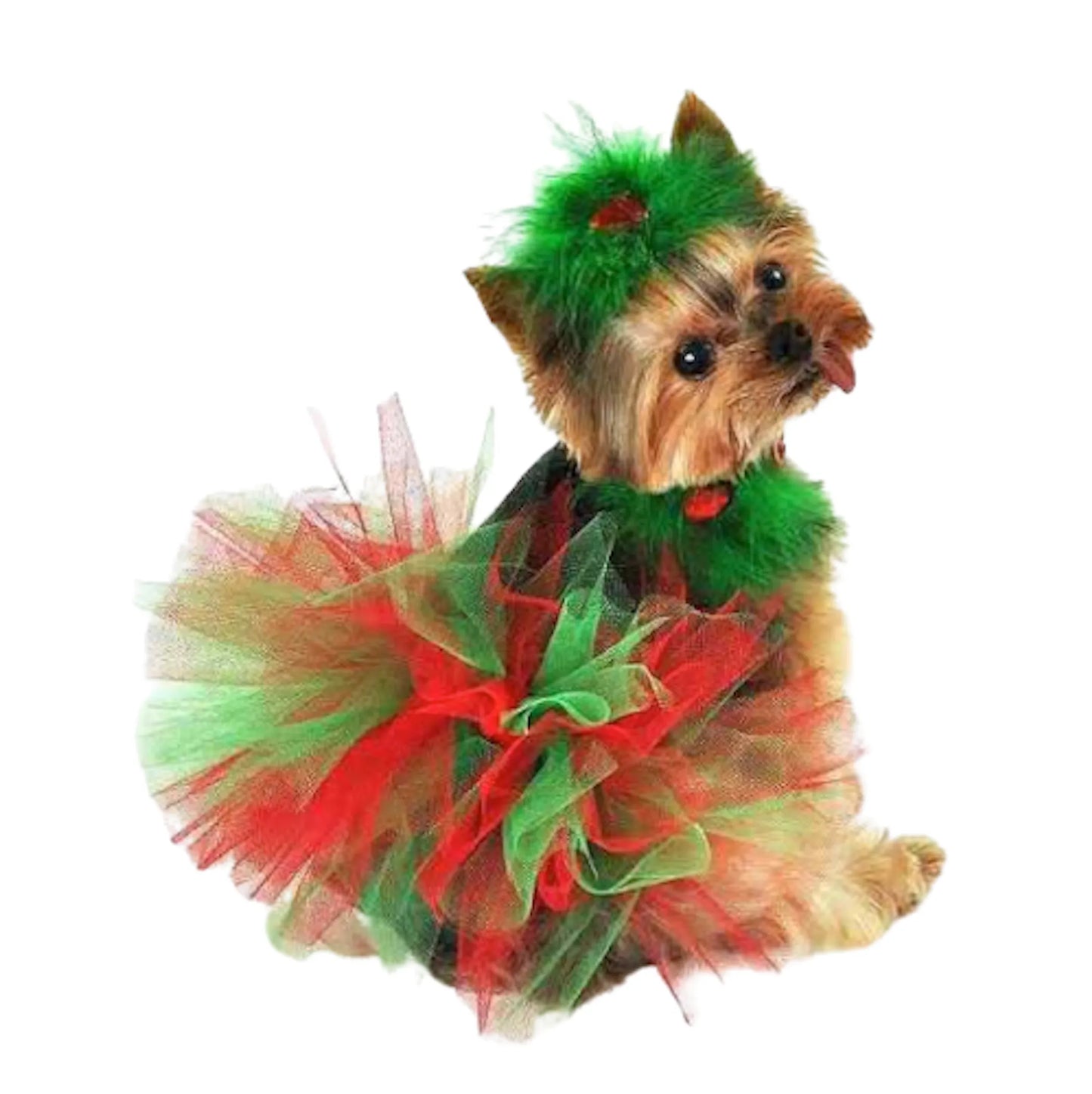 Red and Green Christmas Dog Tutu Skirt (XS) - Your Pet Connection