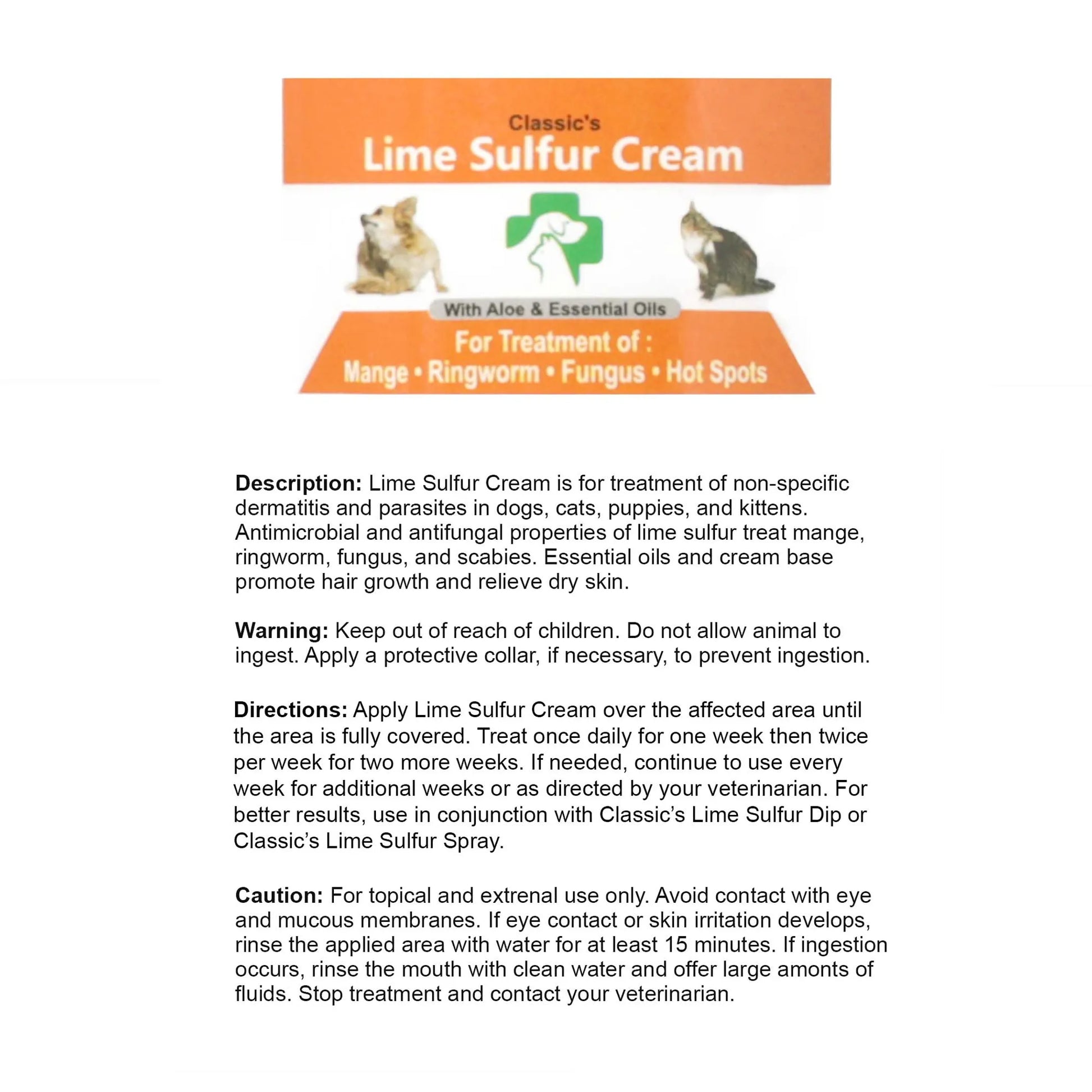 Classic's Lime Sulfur Pet Skin Cream - Pet Care and Veterinary Treatment for Itchy and Dry Skin - Your Pet Connection